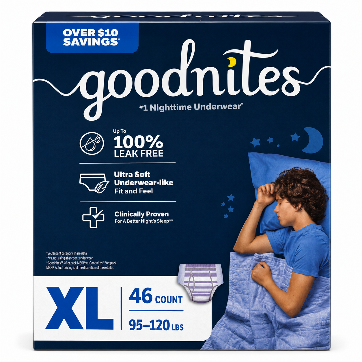 Goodnites Boys Nighttime Underwear, Overnight Protection – Multiple Sizes